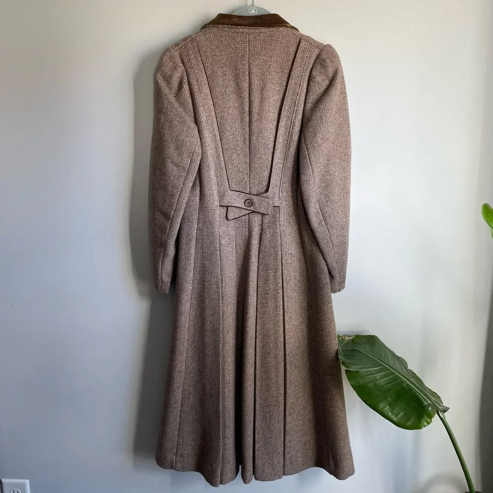 Vintage Junior Concept Tweed and Crushed Velvet Swing Dress Coat Size Small - Picture 3 of 11